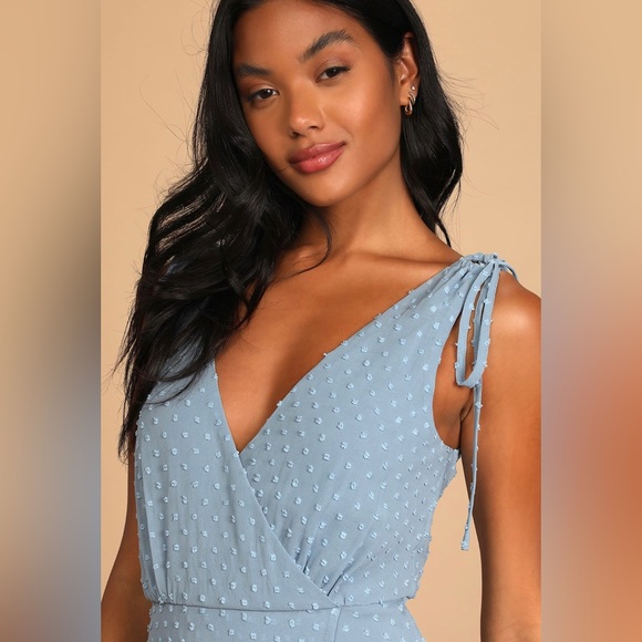 Lulu’s Romantic Possibilities Slate Blue Swiss Dot
Maxi Dress - Picture 3 of 4